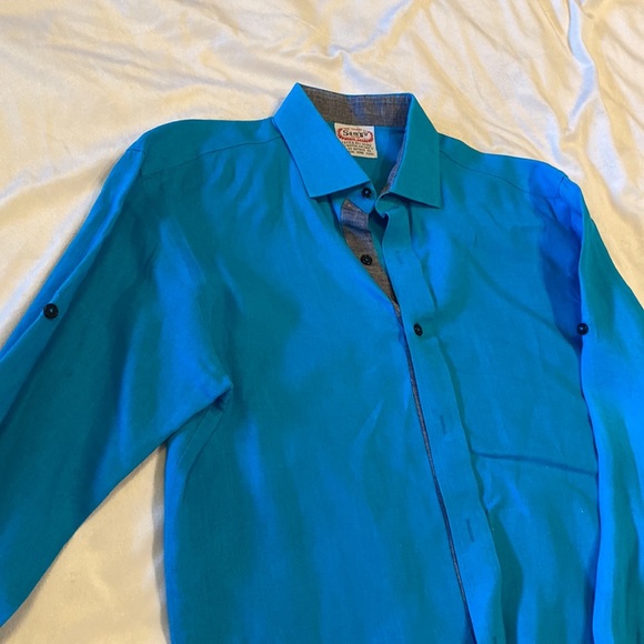 Sam’s Tailor men’s linen button down with roll up sleeves - Picture 3 of 4